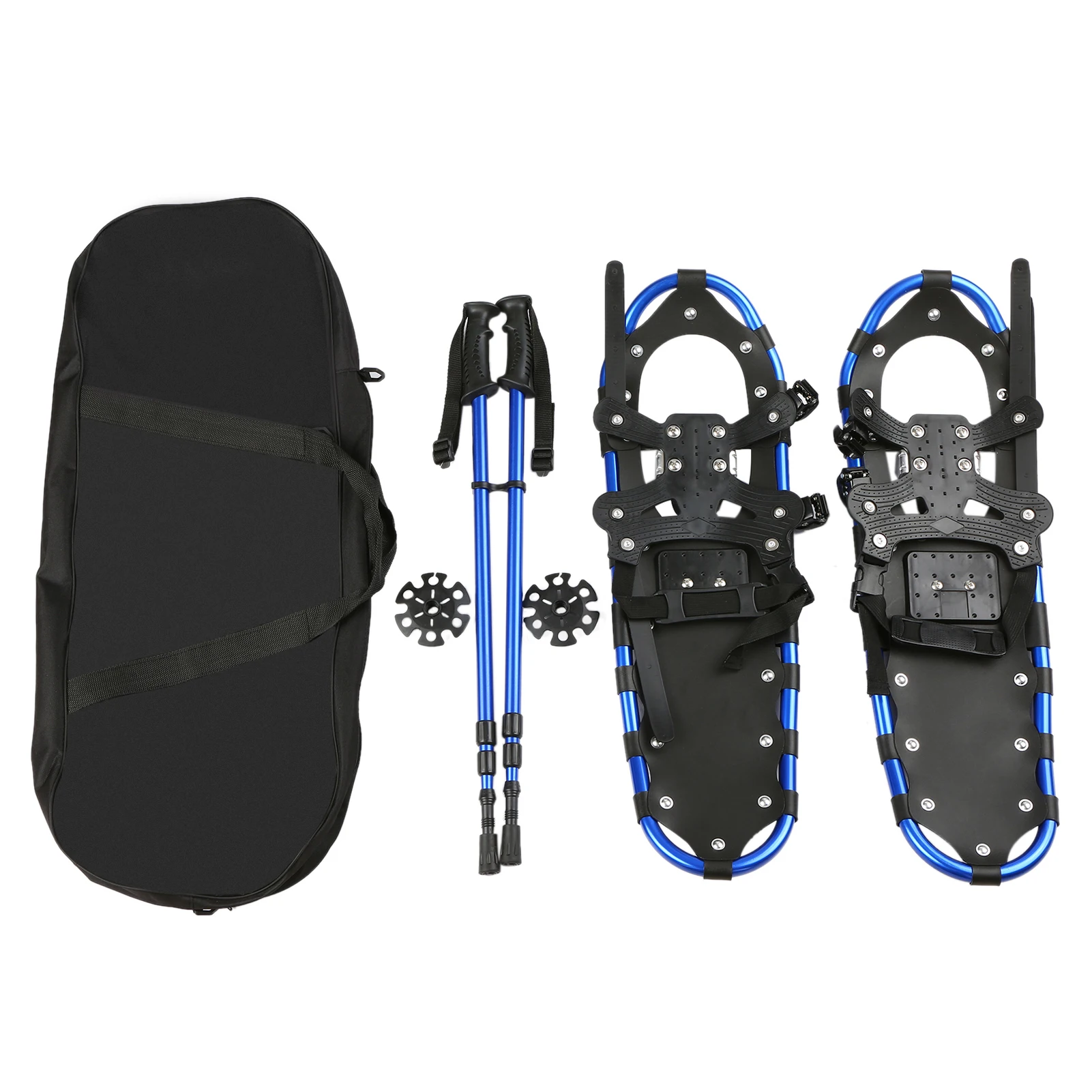 ROEAM Outdoor Snowshoes Skis Anti-skid Skiing Boots Snow Walking Aluminum Ski Skates Accessory with Adjustable Poles Carry Bag