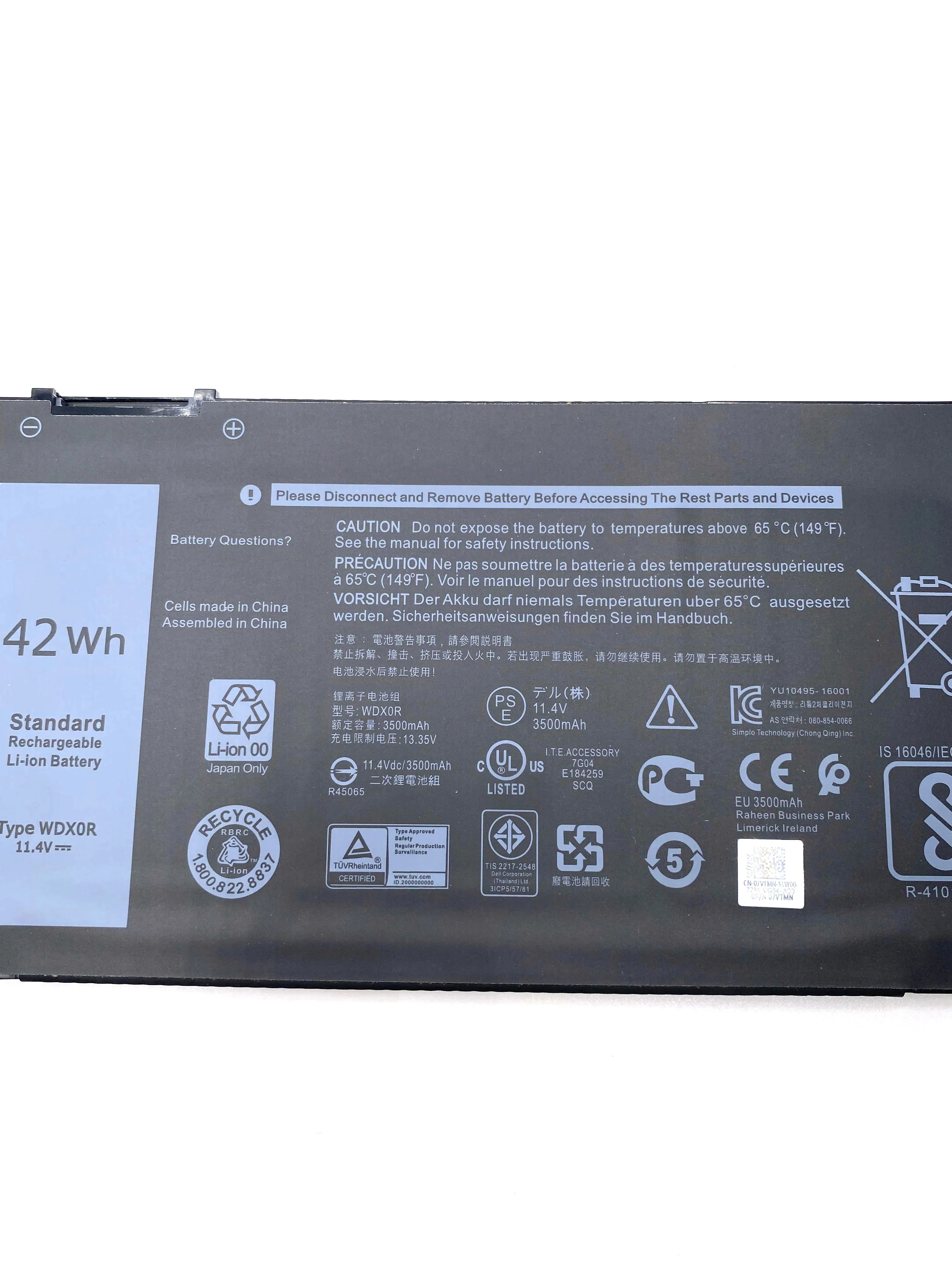 Новый аккумулятор для ноутбука WDX0R 42 Втч Dell Inspiron 13 14 5368 5567 7560 5767 7472 7460 7368 7378 5565 Latitude