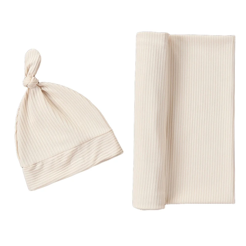

Newborn Baby Cotton Swaddle Wrap Towel with Headband Hat 2pcs/set for Newborn Baby Girls Boys Photography Props Gift P31B