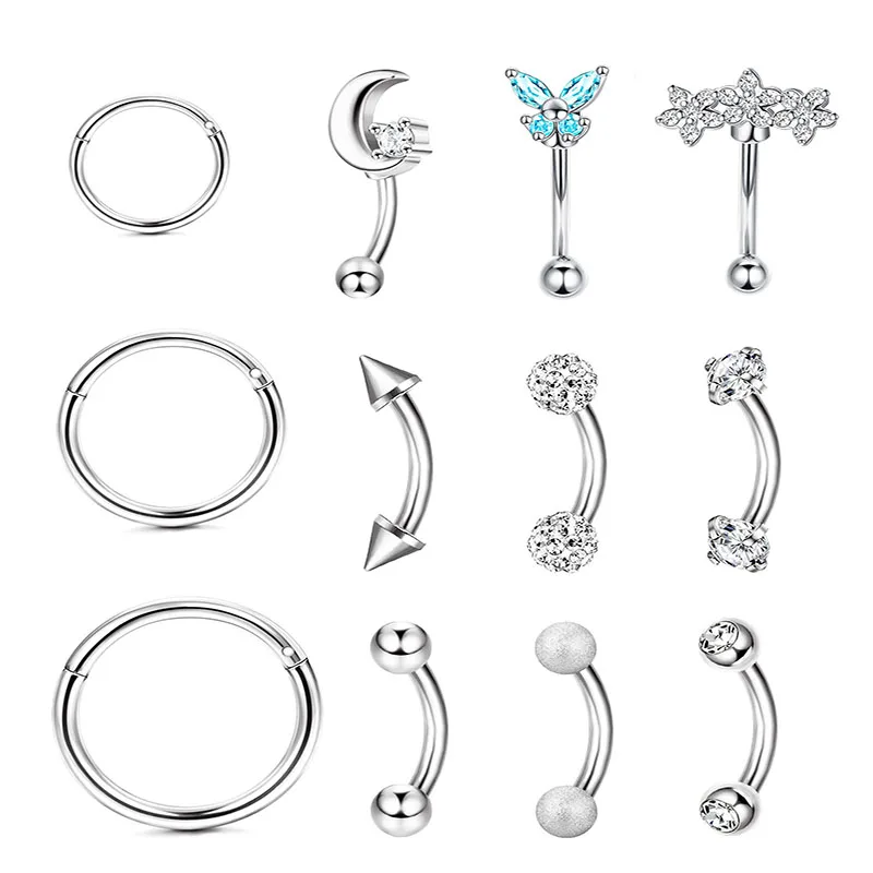 

1Pcs Rook Piercing Jewelry Daith Piercing Jewelry Eyebrow Piercing Jewelry Eyebrow Ring Stainless Steel Curved Barbell for Women