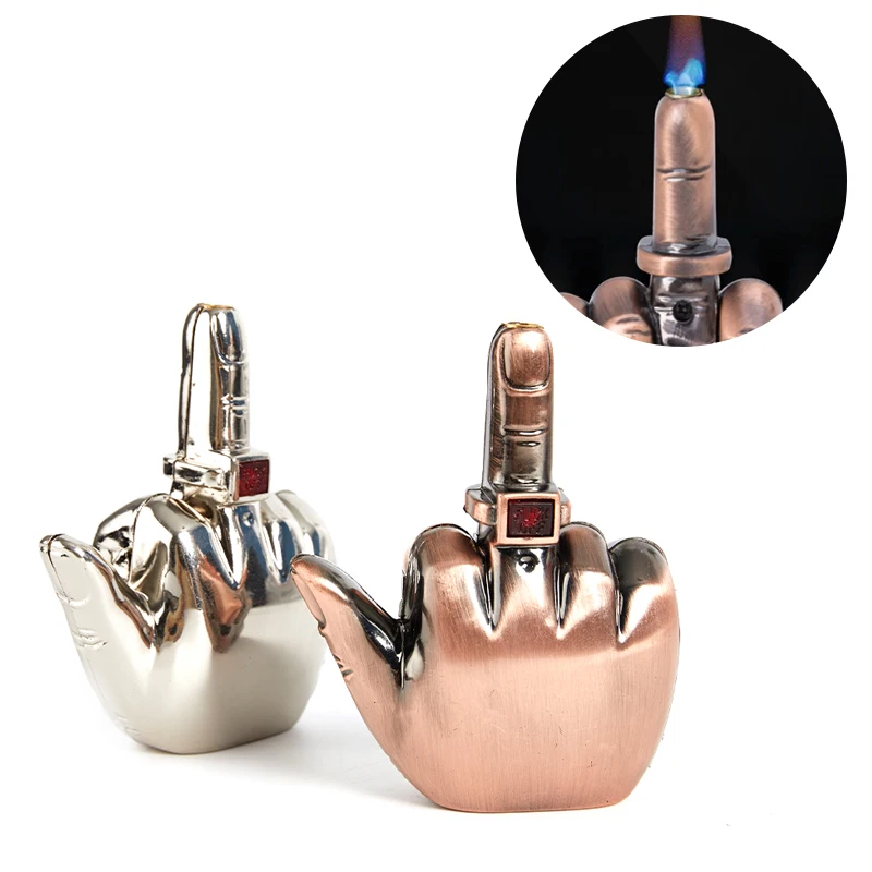 

Jet Torch Unusual Middle Finger Lighter Creative Refillable Gas Straight Flame Butane Compact Lighter with Sound Gadgets for Men