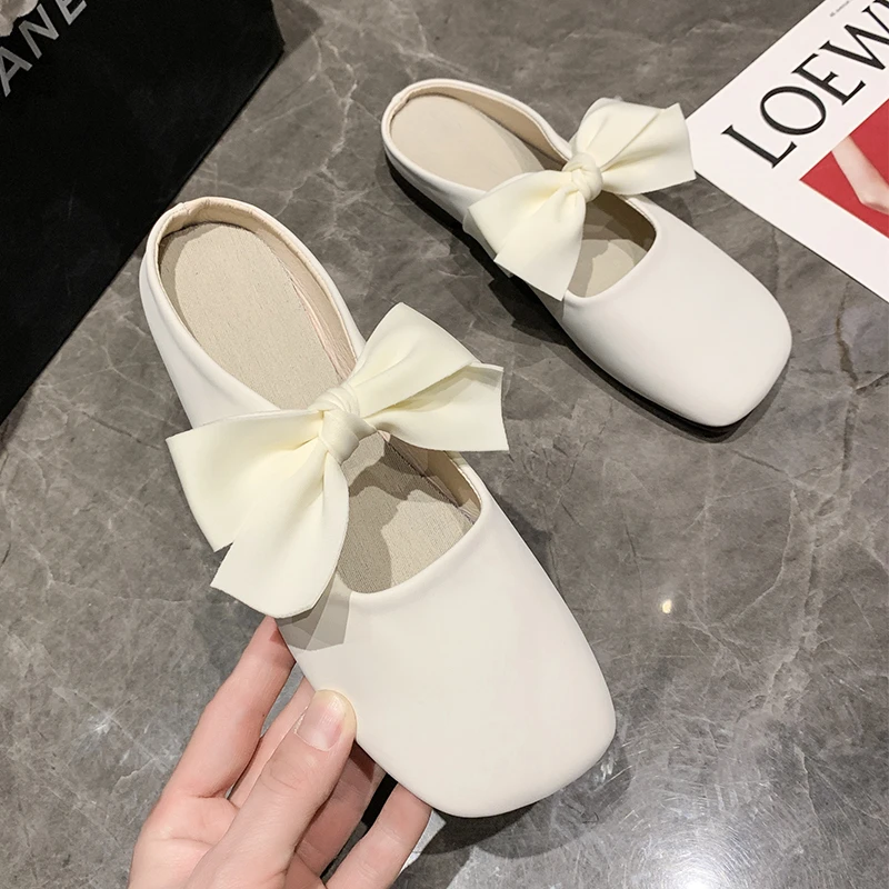 

New Butterfly-Knot Shoes Ladies' Slippers Slipers Women Cover Toe Luxury Slides Flat Soft Designer Basic Butterfly-knot Rubber