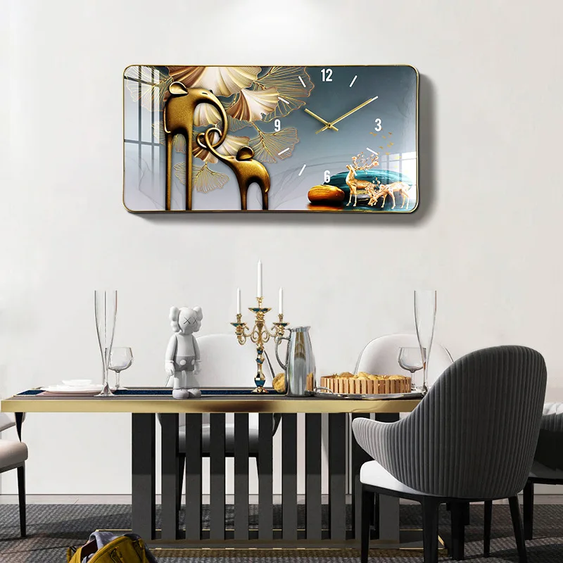 

Simple and creative metal decorative painting wall clock living room dining room wall decoration iron clock wall painting