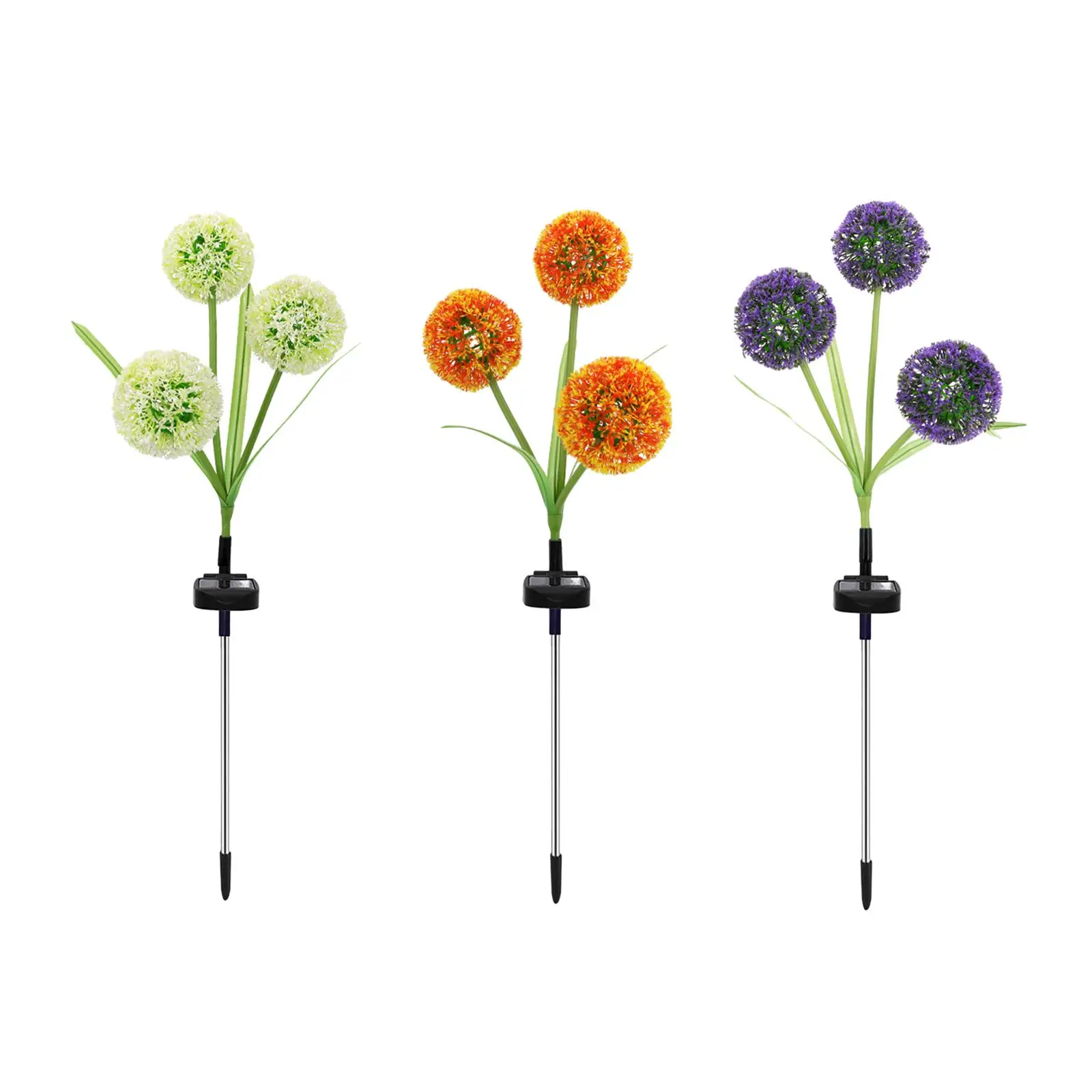 

3 Heads Solar Stake Lights Dandelion Lights with 48 LED Lighting Night Scene Lamp for Street Landscape Patio Garden Yard
