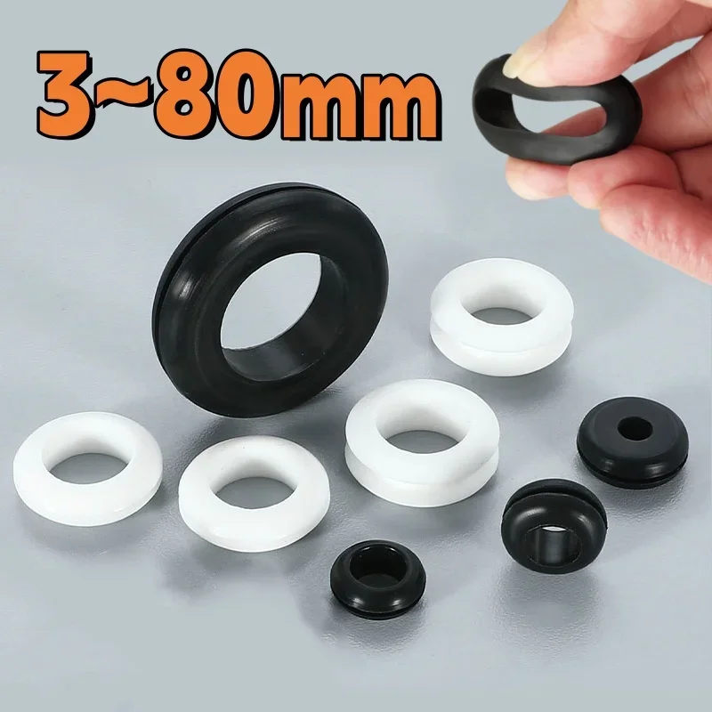 Резиновые втулки 3-80 мм, черные/белые | AliExpress