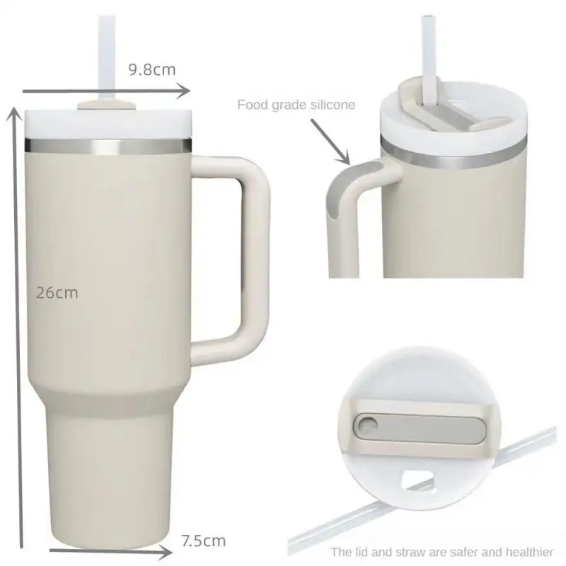 

oz Tumbler with Handle Insulated Tumbler With Lids Straw Stainless Steel Coffee Tumbler Termos Cup with Logo Car Mugs