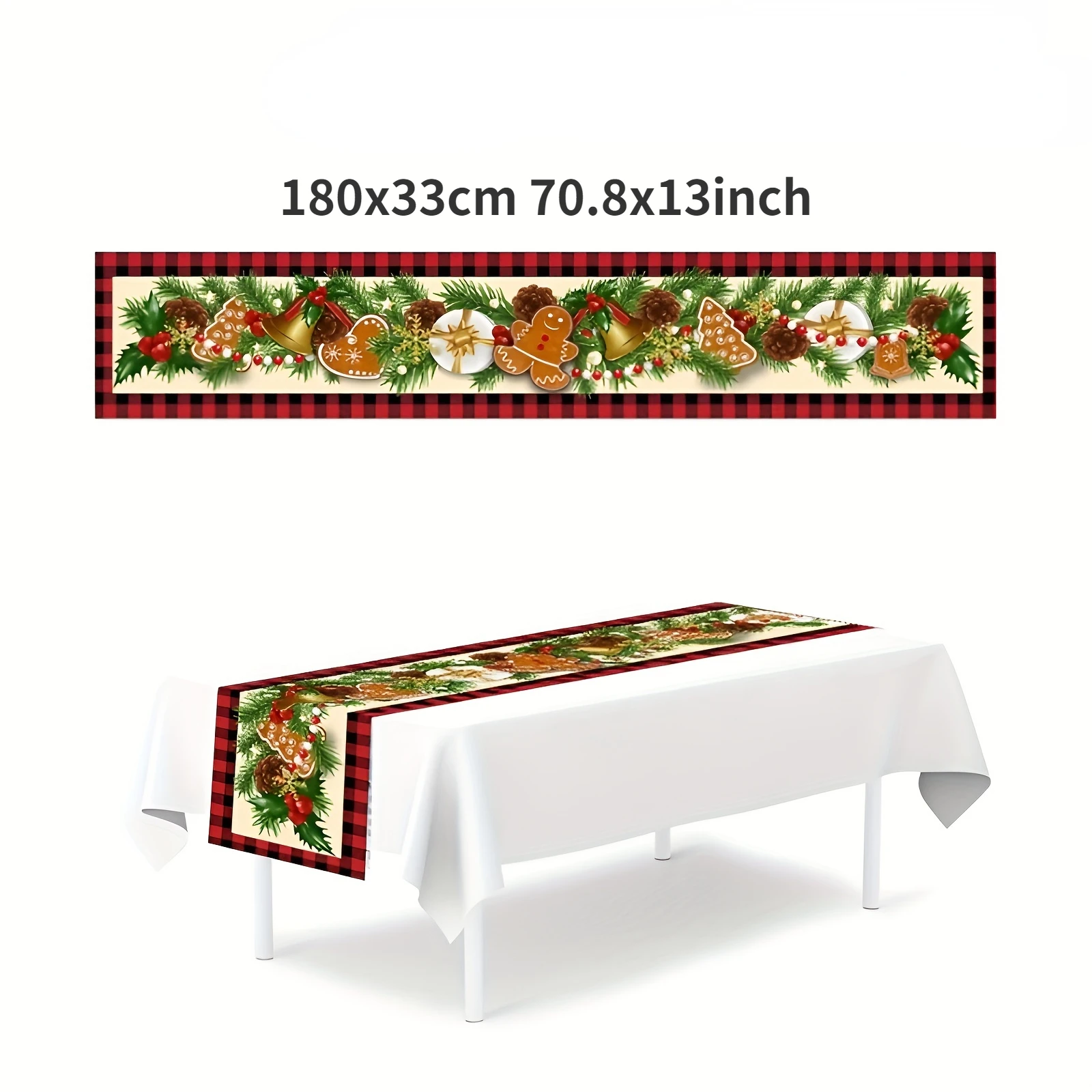 Рождественская сосновая игла ягода буйвол клетчатая льняная дорожка для стола