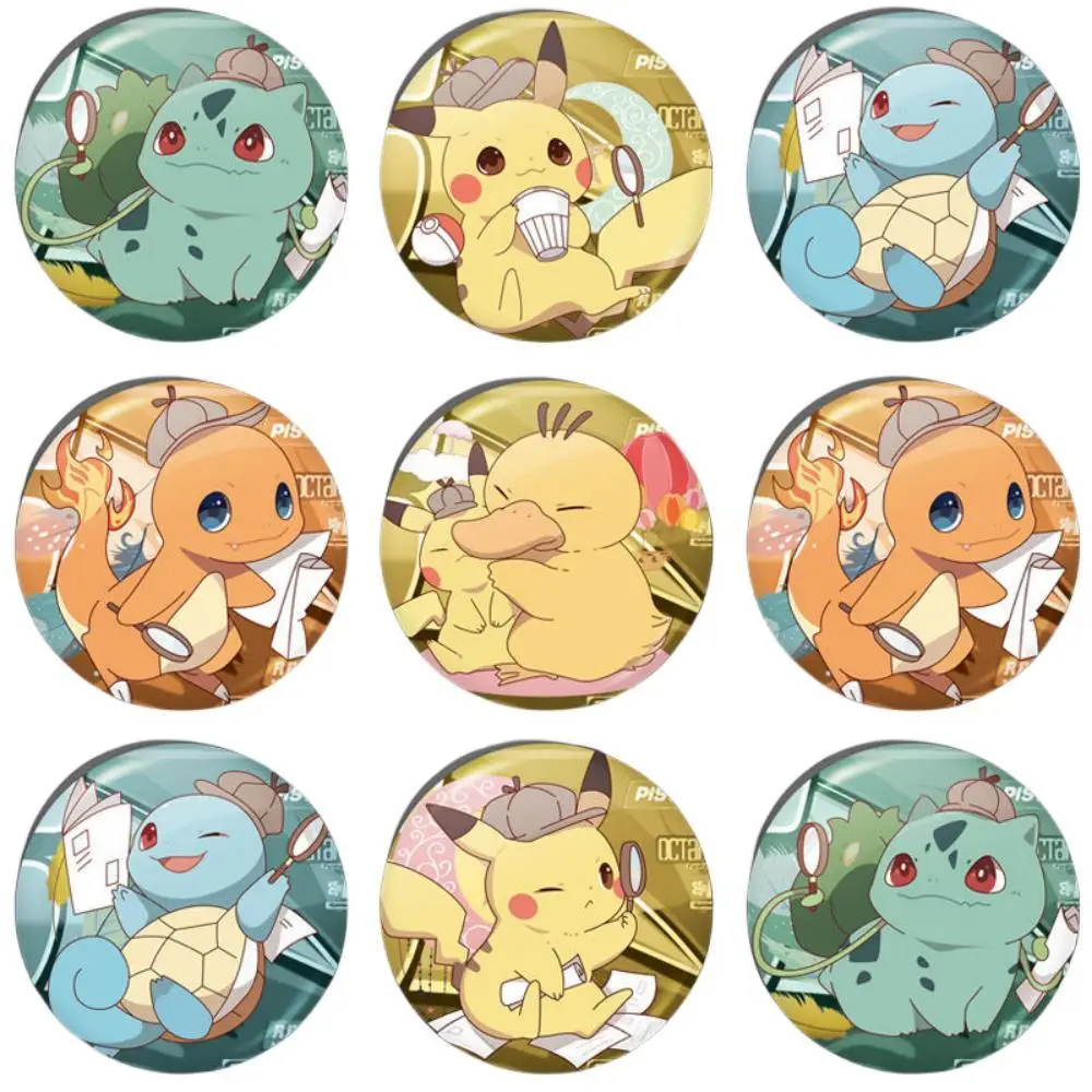 

Pokemon Pikachu Squirtle Charmander Bulbasaur Psyduck Children Anime Creative Brooch Boys Girls Metal Badge Kids Toys