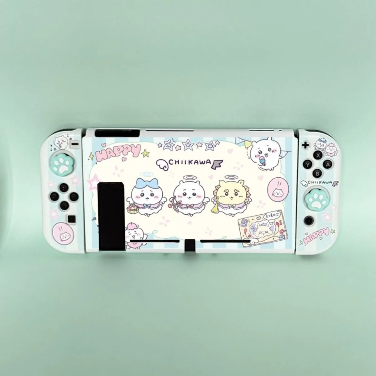 Фото Чехол Kawaii Chiikawa Usagi Anime для Nintendo Switch OLED, белый, с подставкой, совместимый, жесткий защитный чехол для консоли Switch, подарок №3