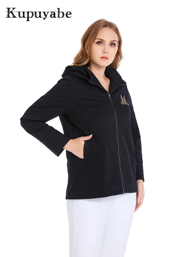 KUPUYABE Women's Winter Jacket Cotton Filled Cotton Jacket Thickened Thermal Windproof Zipper Pocket Fashion Coat