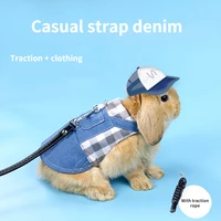 pet rabbit clothes small animal harness leashes guinea pig vest leash denim jacket sports hat coat for rabbit ferret hamster