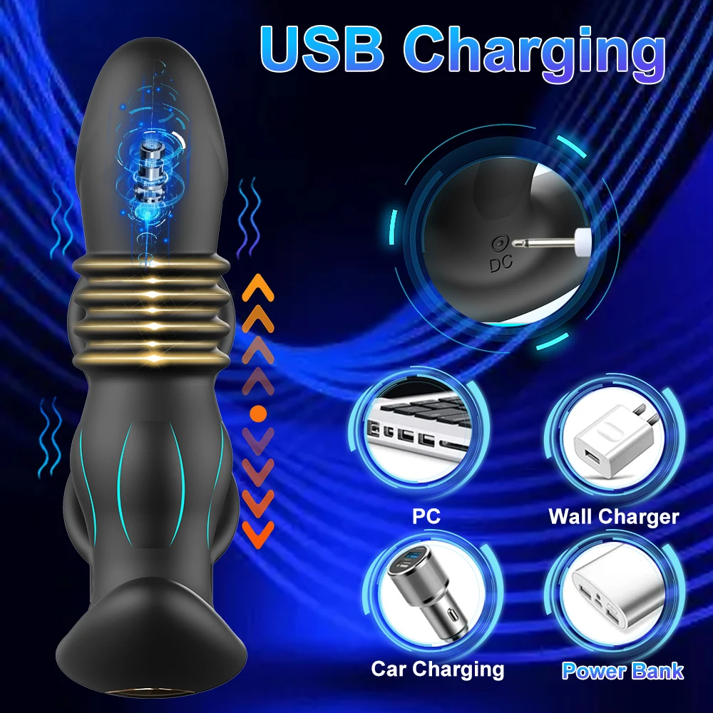 Массажер простаты вибратор Мужская телескопическая Анальная пробка с