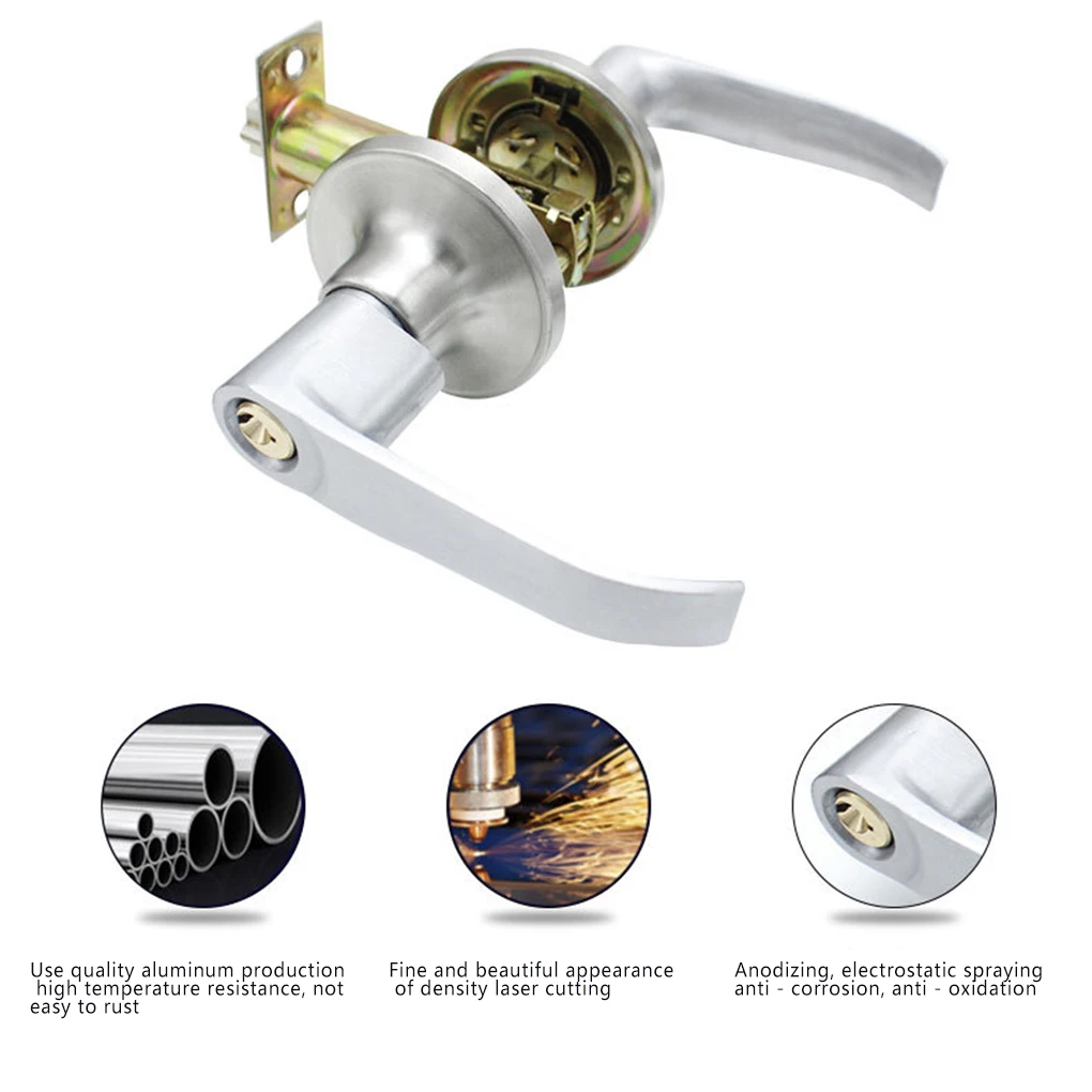 

Entrance Lever Door Handle Office Front Door Gate Entry Zinc Alloy Bedroom Living Room Lock 30-50mm Door Knobs Lock