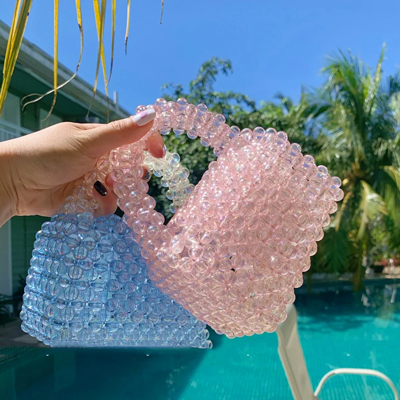 

Летняя новая цветная сумка-тоут с вышивкой, трехмерные розовые и синие маленькие квадратные кошельки с бисером, ручные повседневные сумки с...