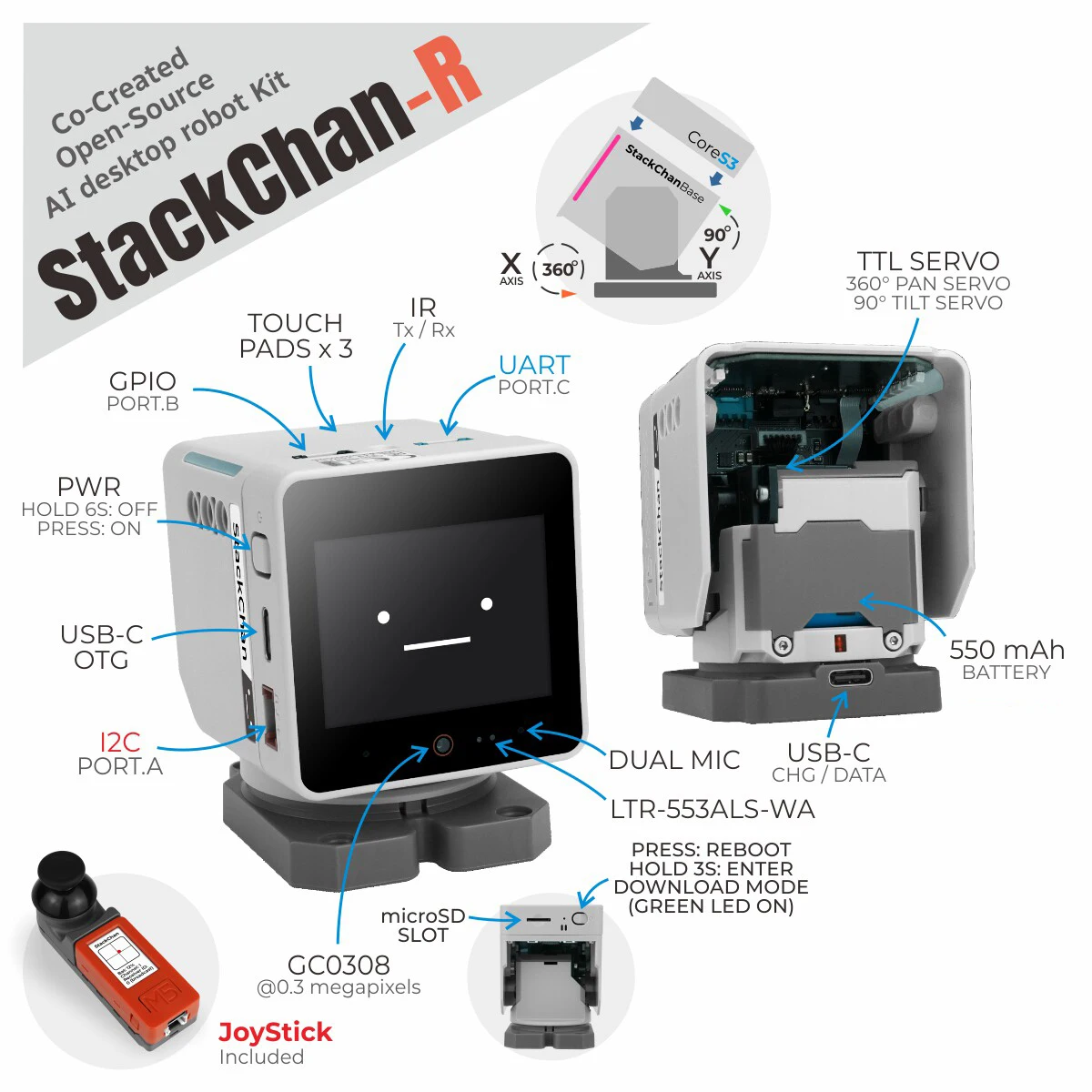 Официальный умный настольный робот M5Stack StackChan AI (art.: 3920db2e7075b) - 3920db2e7075b