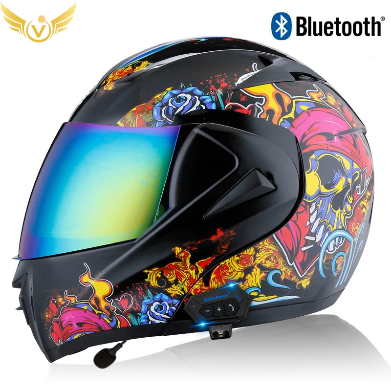 Helmets Microphone With Bluetooth Speakers Motorcycle Helmet Flip-up Carbon Fiber Modular Cable Carbon Fiber Stripes Men Women enlarge