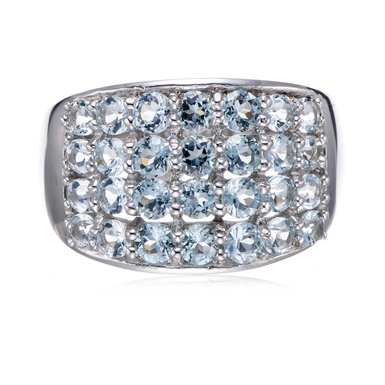 

Кольцо из стерлингового серебра с аквамарином и родиевым покрытием