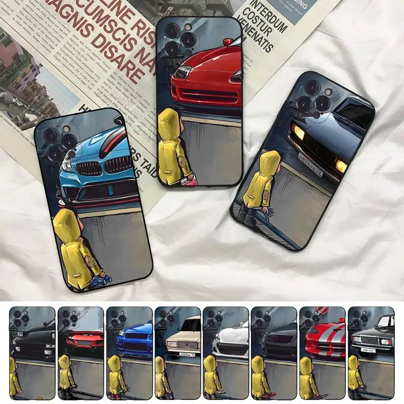 

Boy See Sports Car Jdm Drift Phone Case For iPhone 14 11 12 13 Mini Pro XS Max Cover 6 7 8 Plus X XR SE 2020 Funda Shell