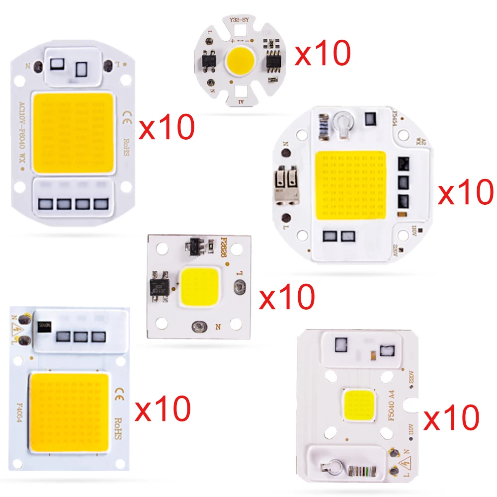 

10pcs LED Chip No Need Driver COB AC 220V 3W 5W 7W 10W 20W 30W 50W High Brightness Energy Saving Diy Spotlight Flood Light Bulb Chip