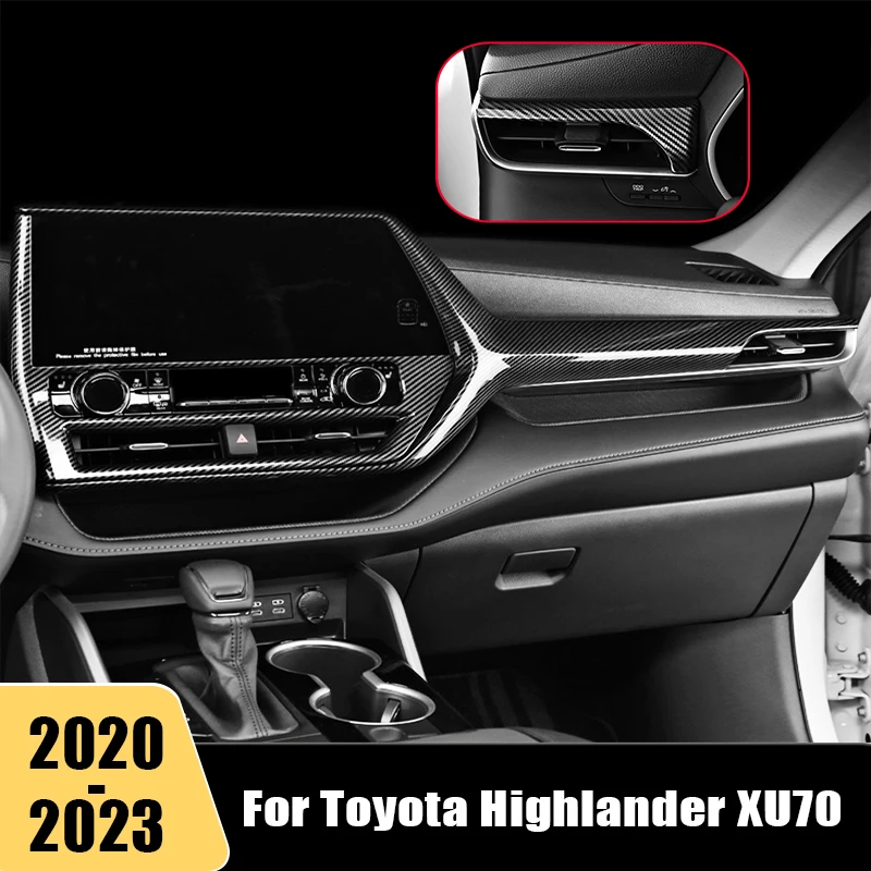 

Car Center Console Navigation Display Panel Frame Cover Decorative Strip Sticker For Toyota Highlander XU70 2020 2021 2022 2023
