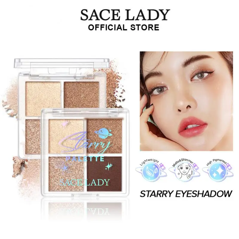 

4 Color Eye Shadow Palette Face Brighten Contour Natural Cheek Tint Rouge Glitter Matte Eyeshadow Shimmer Sequins Eyeshadow