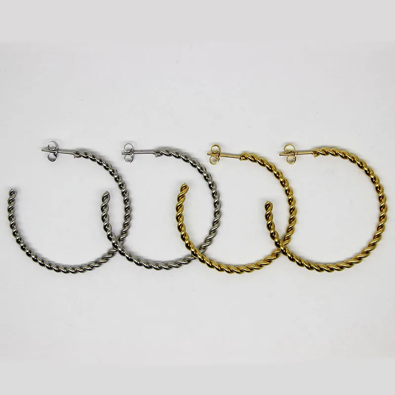 

Korean Vintage Minimalist Gold Silver Color C Shape Hoop Earrings For Women Birthday Party Fashion Girl Gifts Jewelry