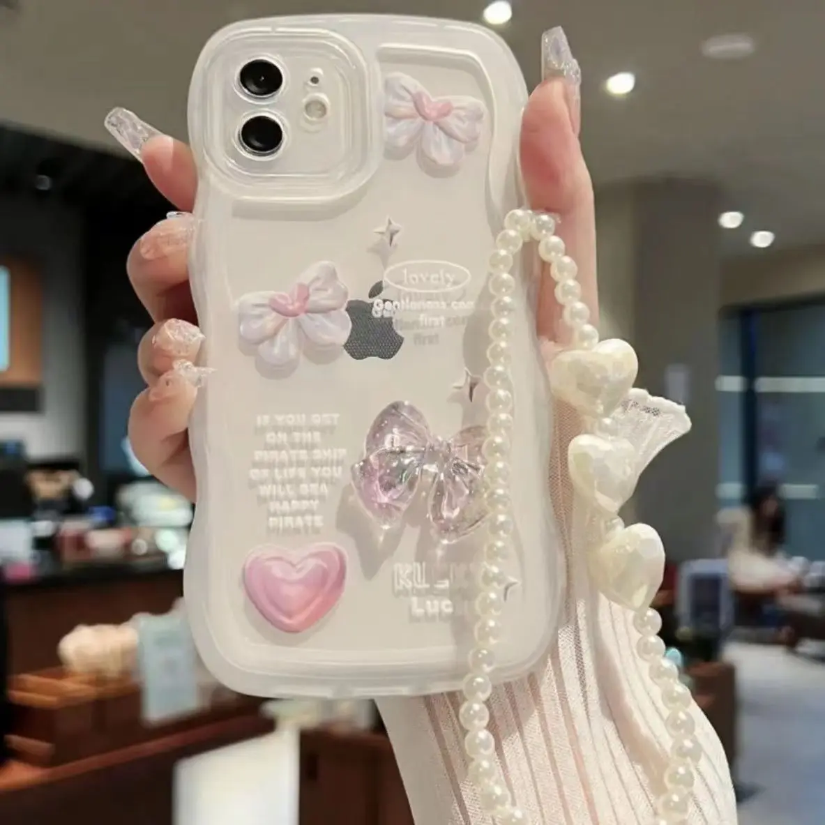 Wave Bow Phone Case For samsung galaxy A53 A52 A23 A32 A14 A13 A12 A11 A50 A30S A32 A51 A03 A03S  Love Soft Cover