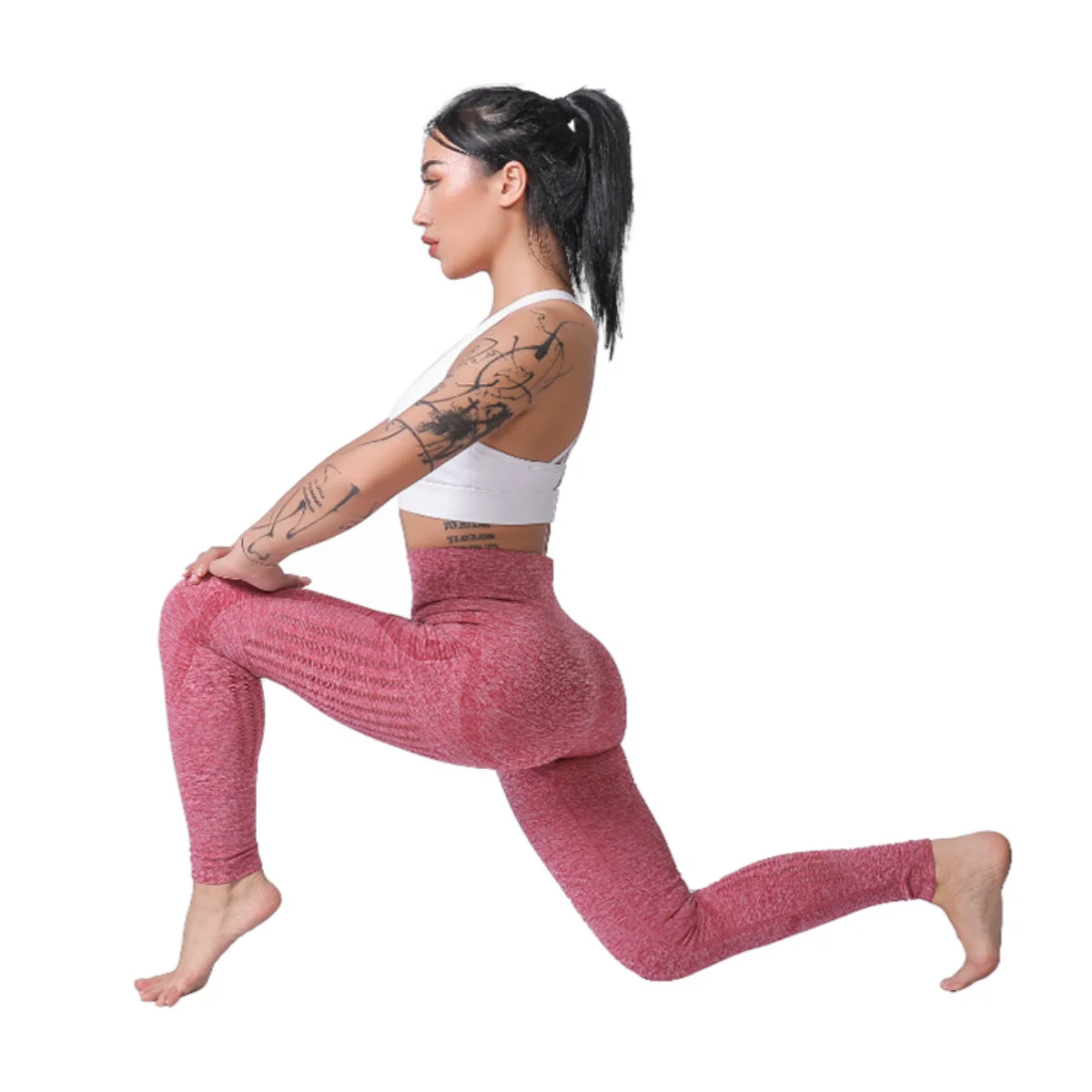 Breathable Peach Hip High Waist Yoga Pants Seamless Hollow Tight Elastic Fitness Quick Dry Breathable Cropped Tights Leggings