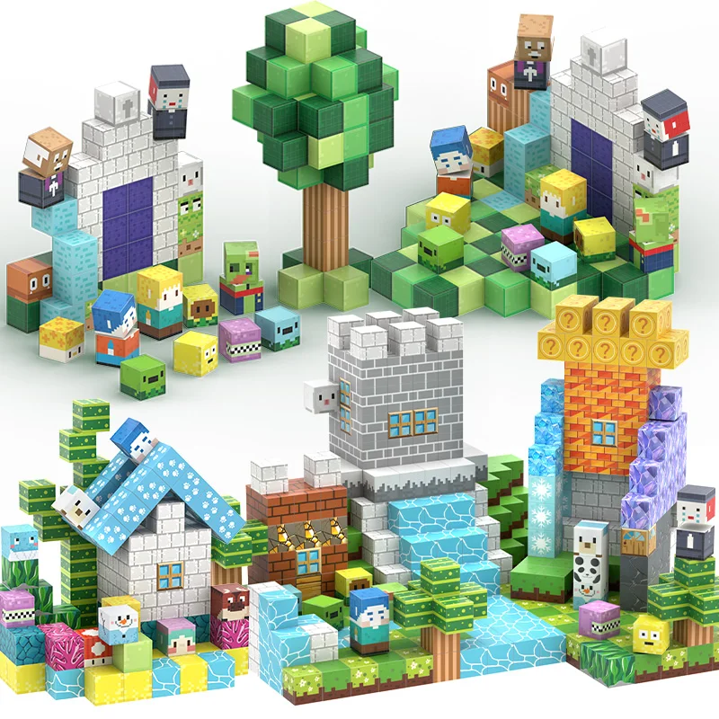 Магнитные блоки-Build Mine Magnet World Set
