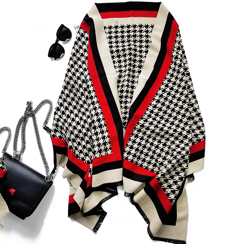 

2020 роскошный брендовый двухсторонний кашемировый шарф из твида для женщин и мужчин, зимний клетчатый шарф, праздничные подарки