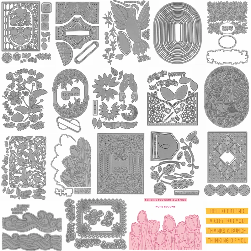 

Набор металлических высекальных штампов, Цветочная высечка с колибри, овальная рамка, горячая фольгированная пластина, вырезанные штампы, «сделай сам», карточная бумага, рукоделие