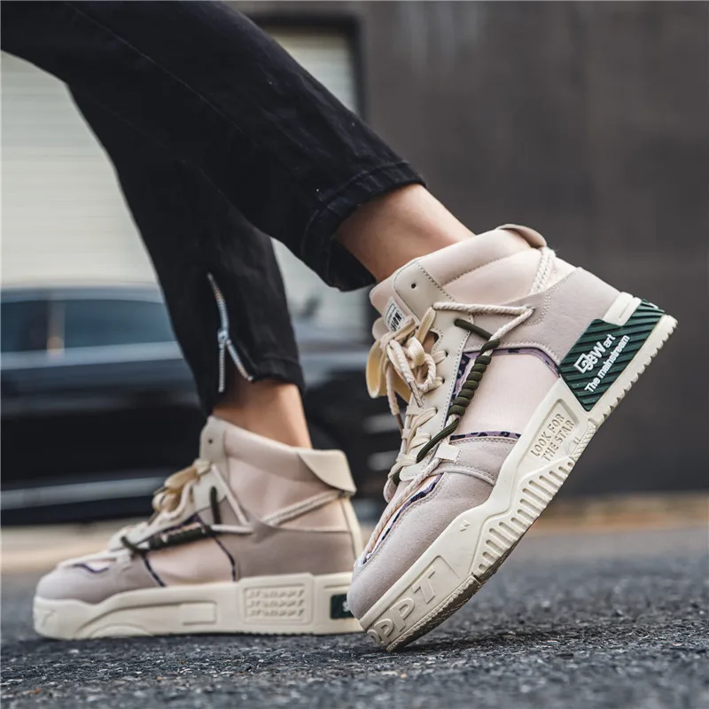 Designer Men Skateboarding Shoes Canvas Platform Shoes Men Breathable Vulcanized Shoes Men Streetwear Hip-hop High top Sneakers