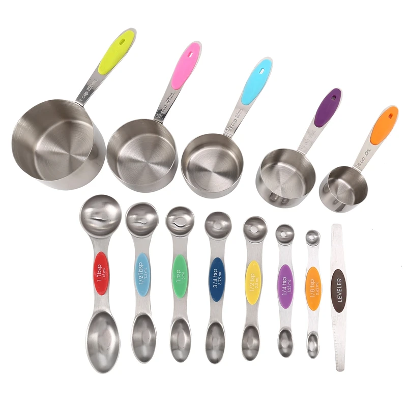 

13Pcs Measuring Cups And Magnetic Measuring Spoons Set,Professional Durable Kitchen Measuring Set For Liquid Wet, Dry