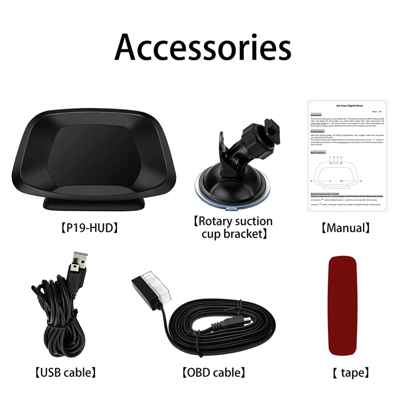 P19 HUD OBD2 GPS Head Up Display Умный датчик автомобильного спидометра Охранная сигнализация