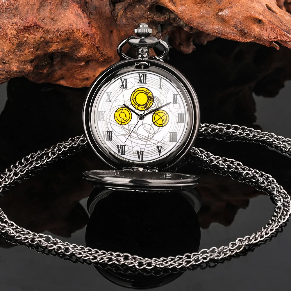 

Bronze/silver/black Chain Quartz Pocket Watch Necklace Famous British Tv Series Pendant Clock Exquisite Timepiece Gift Unisex