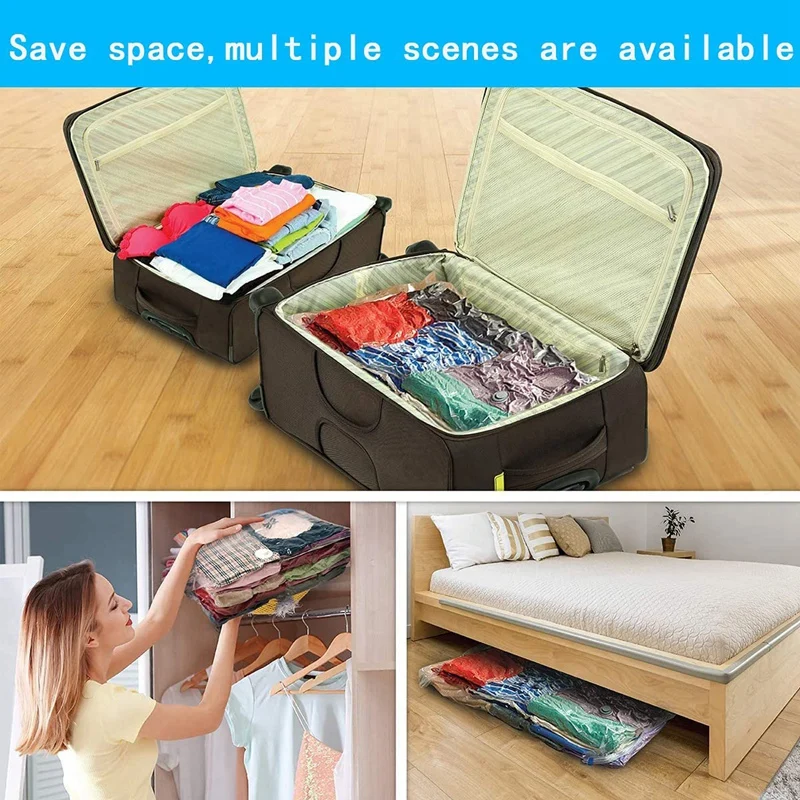 

Пакеты для вакуумного хранения в упаковке 4 шт., Многоразовые Пакеты с двойной молнией для пододеяльников, постельных принадлежностей, поду...