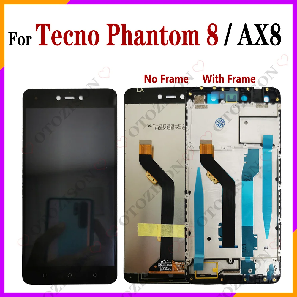 ЖК-дисплей для Tecno Phantom 8 AX8, экран с рамкой, сенсорный дигитайзер, сенсор в сборе, запасные части для Phantom8