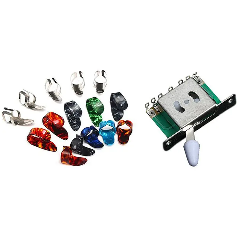 

1 шт. 5-позиционный переключатель звукоснимателя и 15 шт. медиаторов для гитары, медиаторов для пальцев из металла и пластика