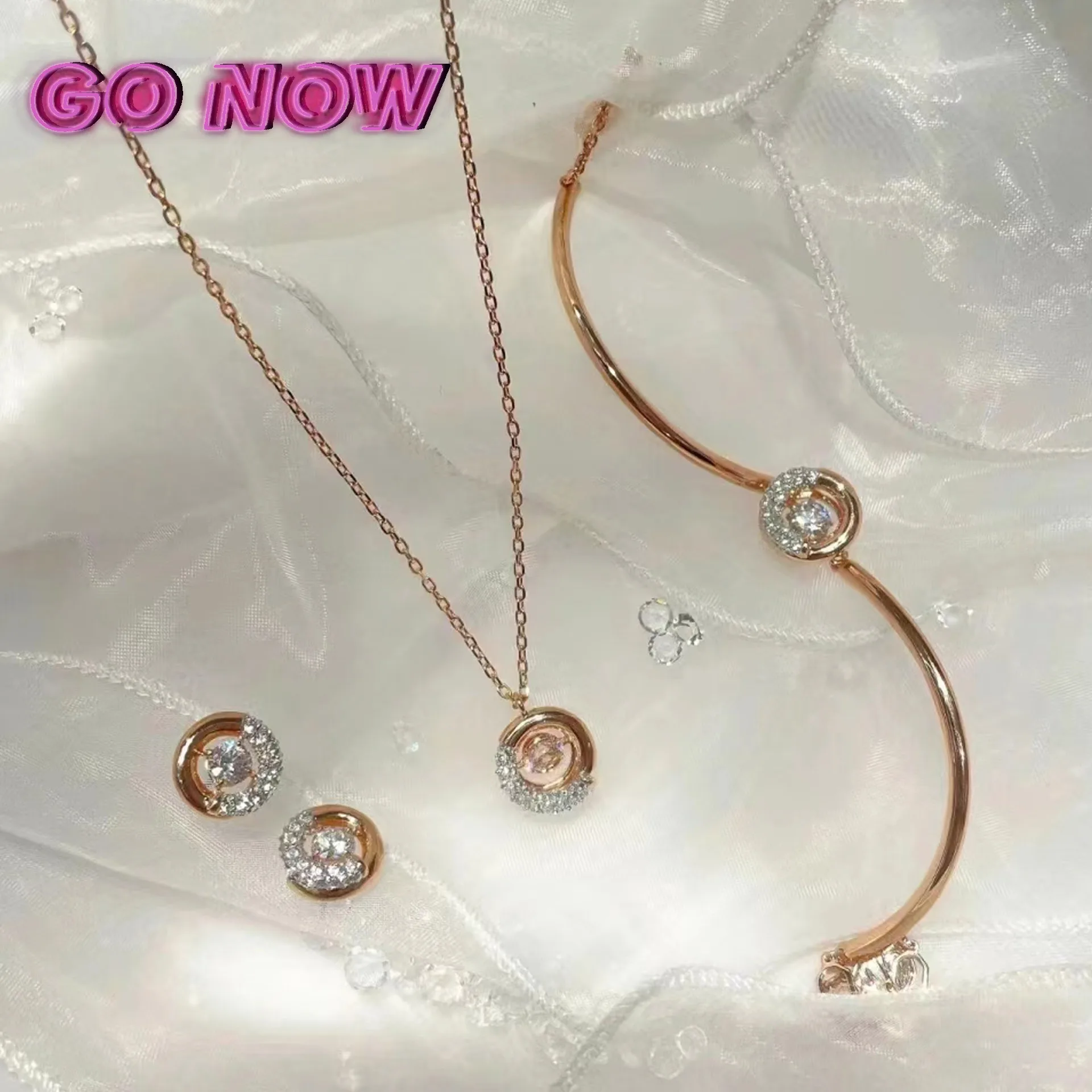 2024 оригинальный новый тренд розовое кольцо в форме сердца ожерелье комплект