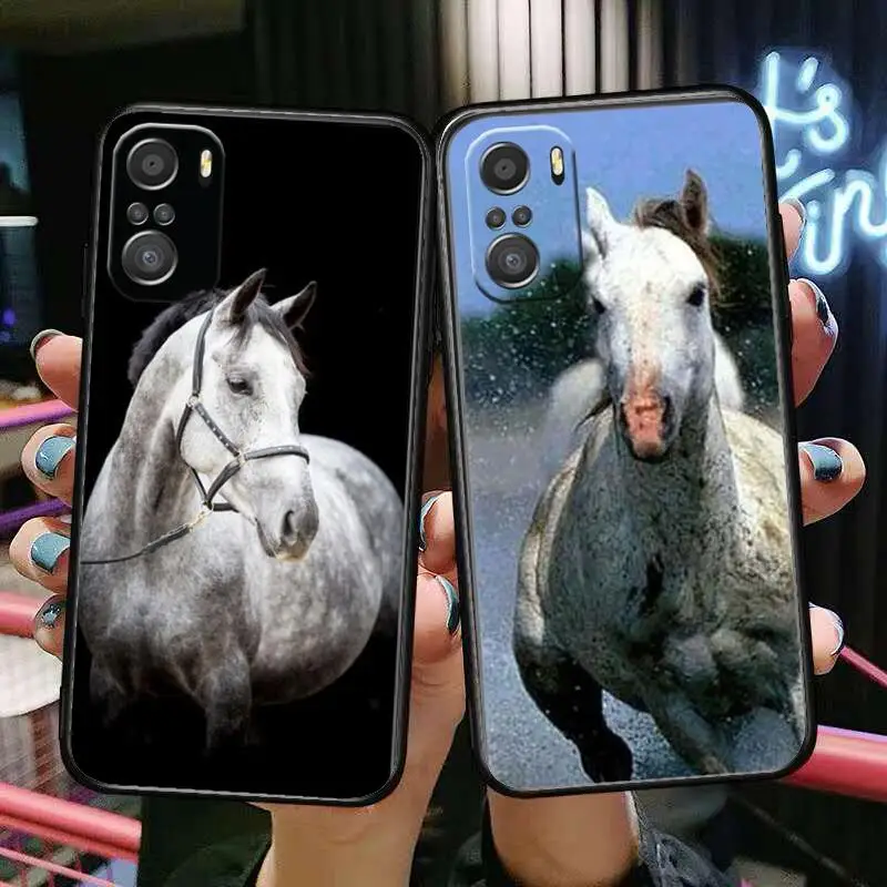 

Running Horse Phone Case For xiaomi mi 11 Lite pro Ultra 10s 9 8 MIX 4 FOLD 10T 5g Black Cover Silicone Back Prett