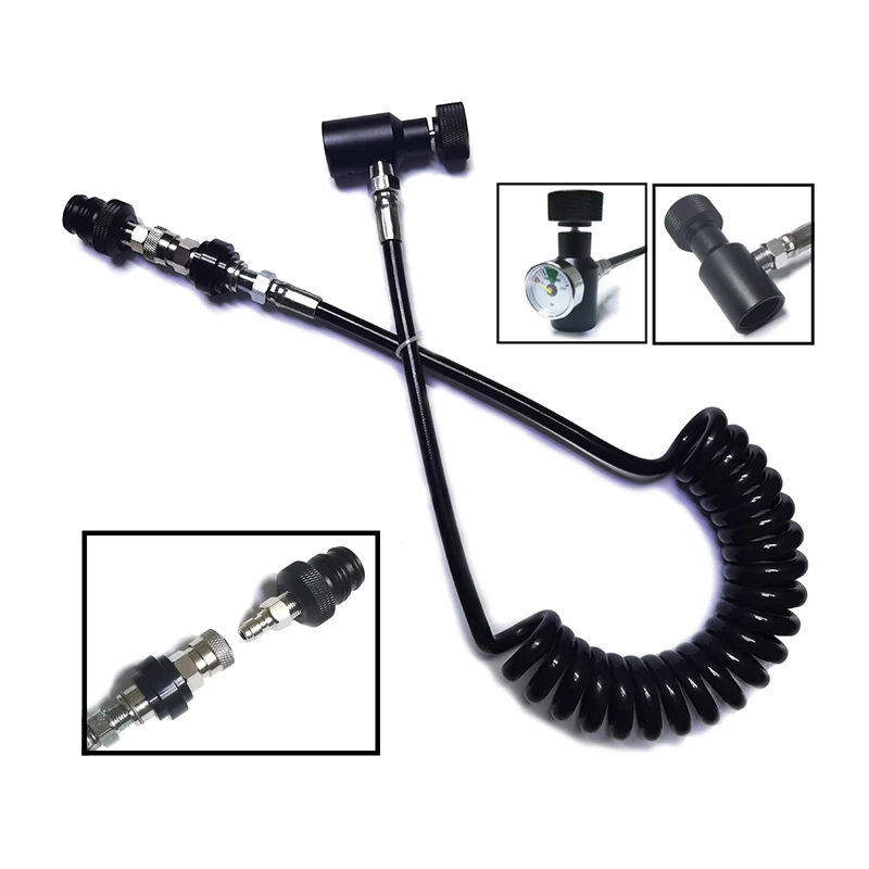 Paintball PCP Marker Coil Remote Hose Thick Line 2.5M/100inch Microline With Slide Check Quick Disconnect Airsoft Accessories