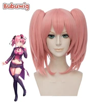 bubuwig synthetic hair puella magi madoka magica kaname ponytail wig 35cm medium long straight pink cosplay wigs heat resistant