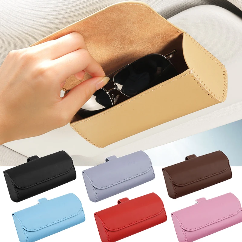 

PU Leather Sunglasses Box Car Visor Sunglasses Case Clip Hanger Magnetic Fastener Eyeglasses Storage car Interior Accessories