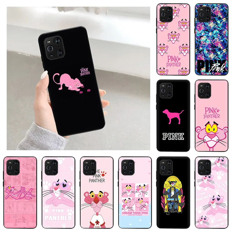 

Pink Panther Flower Black Matte Phone Case For OPPO A94 K9 A74 A95 A93 A55 Reno 6 4 3 Pro 5G A7 A53 A52 A9 Ace F11 Find X2 Cover