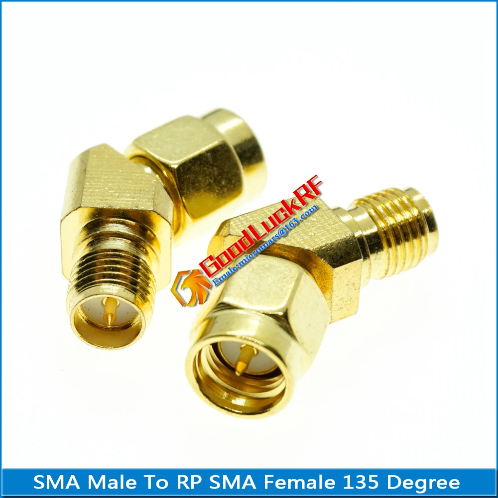 

1X Pcs type L SMA Male to RP-SMA RPSMA RP SMA Female 45 135 Degree Oblique Angle Gold Brass Coaxial RF Connector Adapters