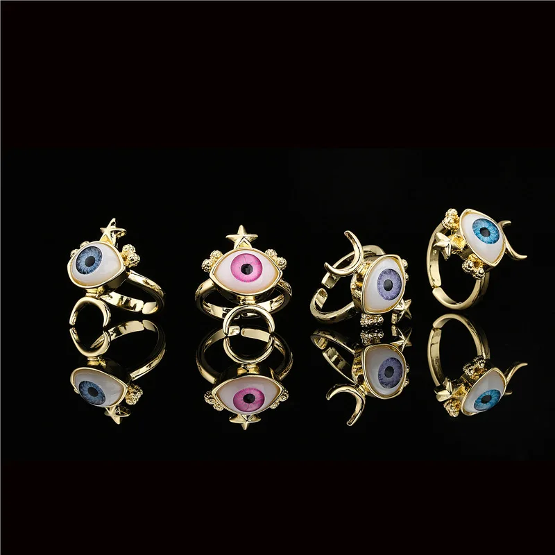 

Punk 18K Gold Solid Geometry Demon Eye Opening Ring Female Women's Stainless Steel Rings for Women Size 5 Luxury Woman Ring Wolf