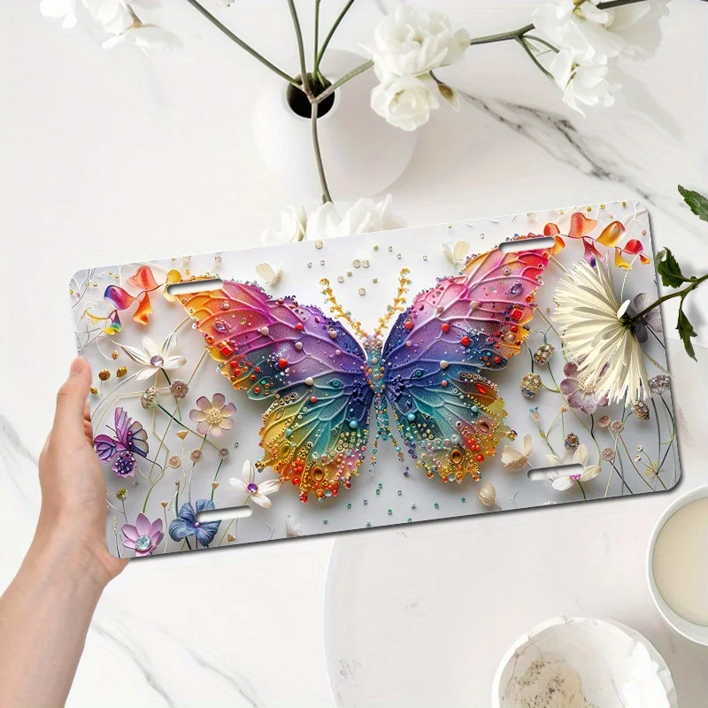Алюминиевый номерной знак Butterfly Art-6x12 дюймов водонепроницаемый и нержавеющий