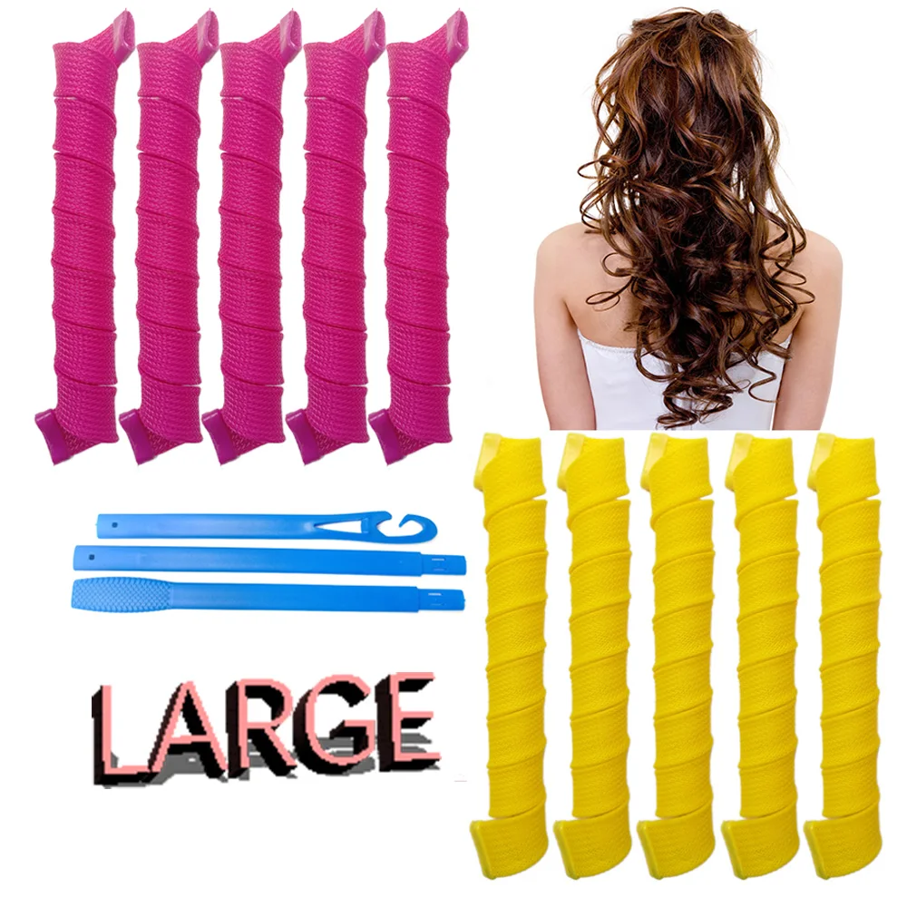 

65cm Large Spiral Magic Hair Curlers Rollers Heatless Perm Curls For Long Curlling Tubes Loop Waves Curly Hair Products