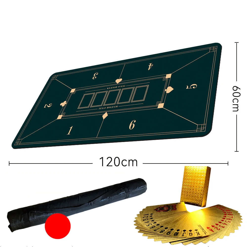 

2022 New Texas Hold'em Table Mat Professional Board Game Table Game Mat Poker Solitaire Family Party Entertainment Game with Bag