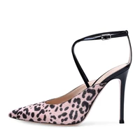 pink leopard print horsehair high heel pointed trade large size slingback shoes banquet fashion shoesmanufacturers